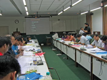 Participants of Design Incubator's workshop write a test